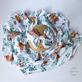 Baby Swaddle Wrap with Hairband SR080 | NB | Teddy Print